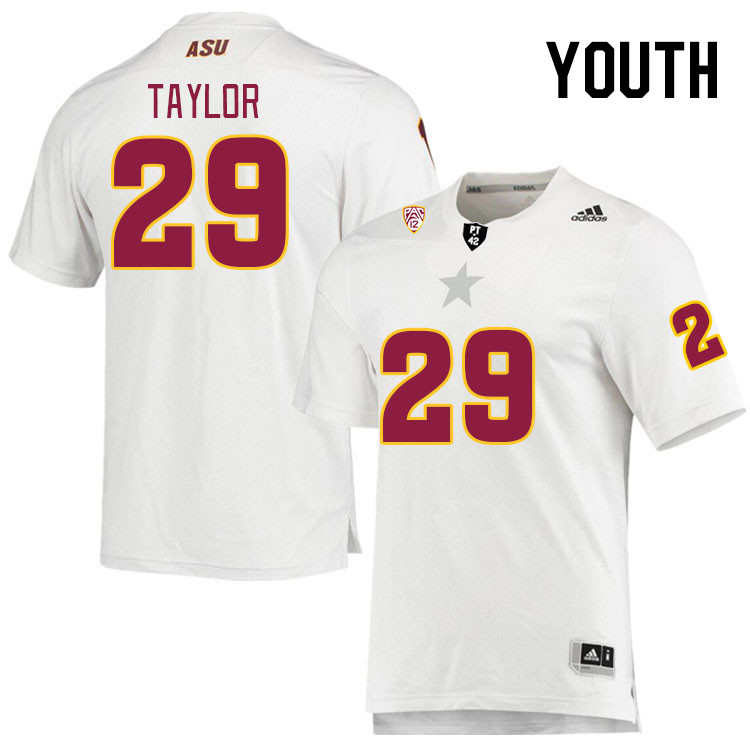 Youth #29 Alphonso Taylor Arizona State Sun Devils College Football Jerseys Stitched Sale-White - Click Image to Close